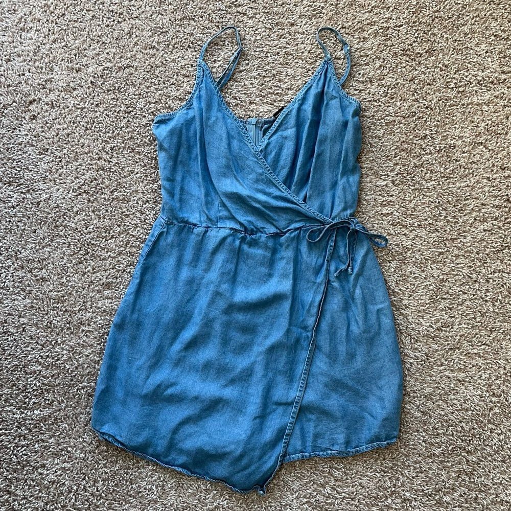 rue21 Chambray Faux Wrap Romper